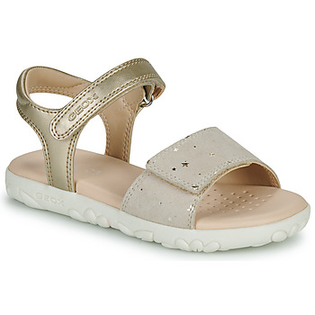 Sapatos Rapariga Sandálias Geox J SANDAL HAITI GIRL Bege / Ouro