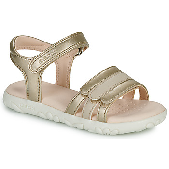 Sapatos Rapariga Sandálias Geox J SANDAL HAITI GIRL Ouro / Bege