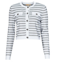 Textil Mulher camisolas MICHAEL Michael Kors ECO SNAP CROP JKT Branco / Prateado