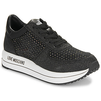 Sapatos Mulher Sapatilhas Love Moschino STRASS MESH & GLITTER Preto