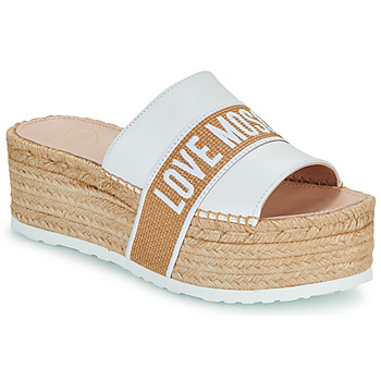 Sapatos Mulher Chinelos Love Moschino MULE RIBBON Branco / Bege