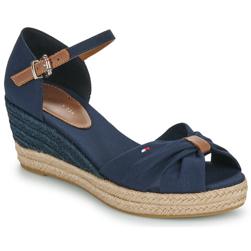 Sapatos Mulher Alpargatas Tommy Hilfiger BASIC OPEN TOE MID WEDGE Marinho