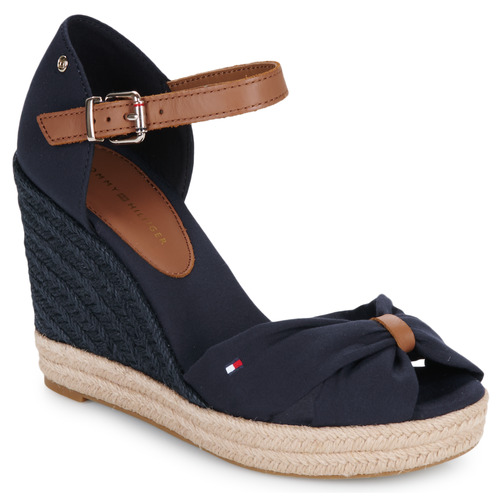 Sapatos Mulher Alpargatas Tommy Hilfiger BASIC OPEN TOE HIGH WEDGE Marinho