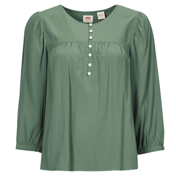 Textil Mulher camisas Levi's HALSEY 3/4 SLV BLOUSE Verde