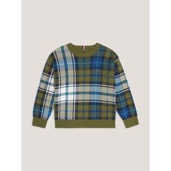 Textil Criança Sweats Tommy Hilfiger KB0KB08508 TARTAN SWEATER-PUTTING GREEN Verde