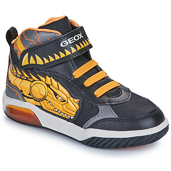 Sapatos Rapaz Sapatilhas de cano-alto Geox J INEK BOY Preto / Amarelo