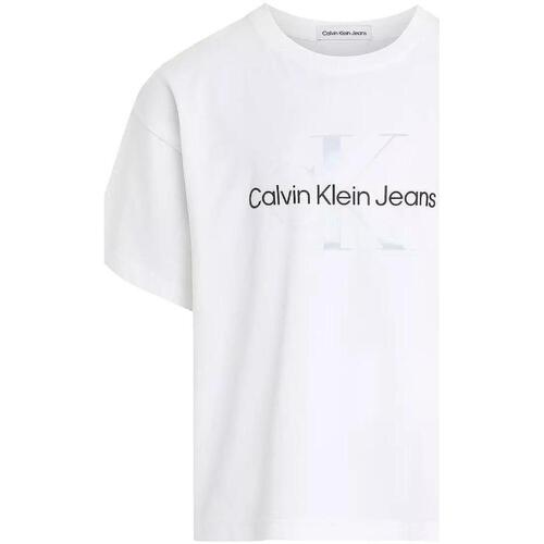 Textil Rapariga T-Shirt mangas curtas Calvin Klein Jeans  Branco