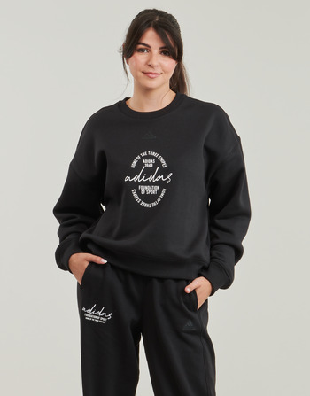 Textil Mulher Sweats Adidas Sportswear Signature Graphic Print Fleece Loose Sweatshirt Preto