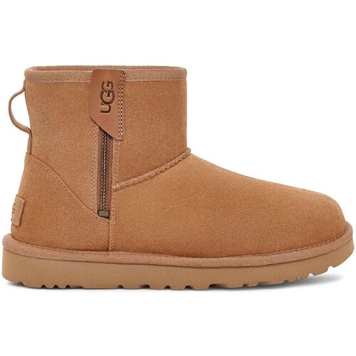 Sapatos Mulher Botins UGG 1151230 Classic Mini Bailey Zip Castanho