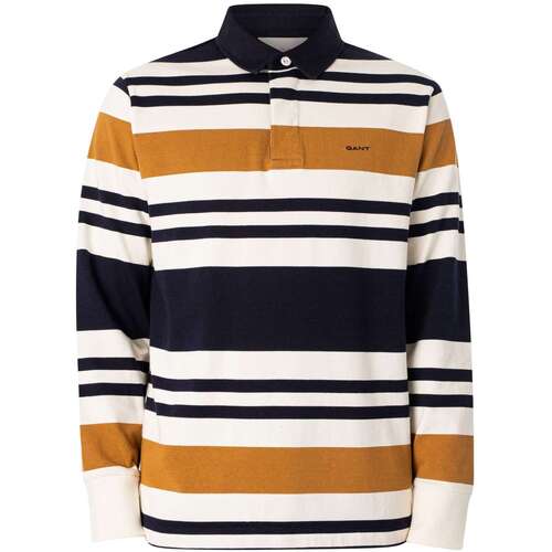 Textil Homem Polos mangas compridas Gant Camisa pólo de manga comprida Multi Stripe Heavy Rugger Bege