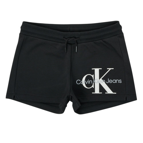 Îmbracaminte Fete Pantaloni scurti și Bermuda Calvin Klein Jeans REFLECTIVE MONOGRAM SHORTS Negru