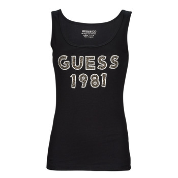 Îmbracaminte Femei Maiouri și Tricouri fără mânecă Guess LOGO TANK TOP Negru