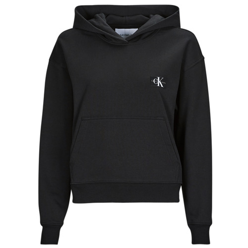 Îmbracaminte Femei Hanorace  Calvin Klein Jeans WOVEN LABEL HOODIE Negru