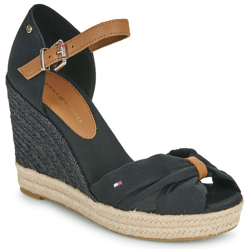 Pantofi Femei Espadrile Tommy Hilfiger BASIC OPEN TOE HIGH WEDGE Negru