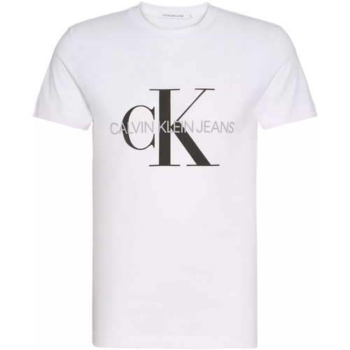 Îmbracaminte Bărbați Tricou Polo manecă lungă Calvin Klein Jeans CORE MONOGRAM SLIM TEE J30J320935 Alb