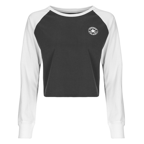 Îmbracaminte Femei Tricouri cu mânecă lungă  Converse RAGLAN LONG-SLEEVE TOP Alb / Negru