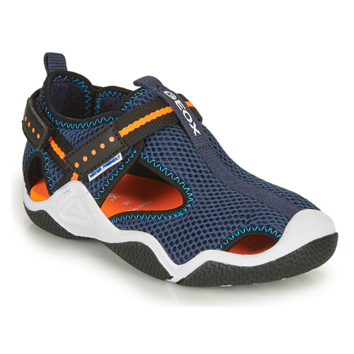 Skor Pojkar Sportsandaler Geox JR WADER Marin / Orange