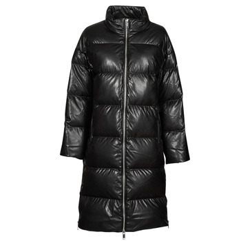 textil Dam Täckjackor MICHAEL Michael Kors LONG FAUX LTHR PUFFER Svart