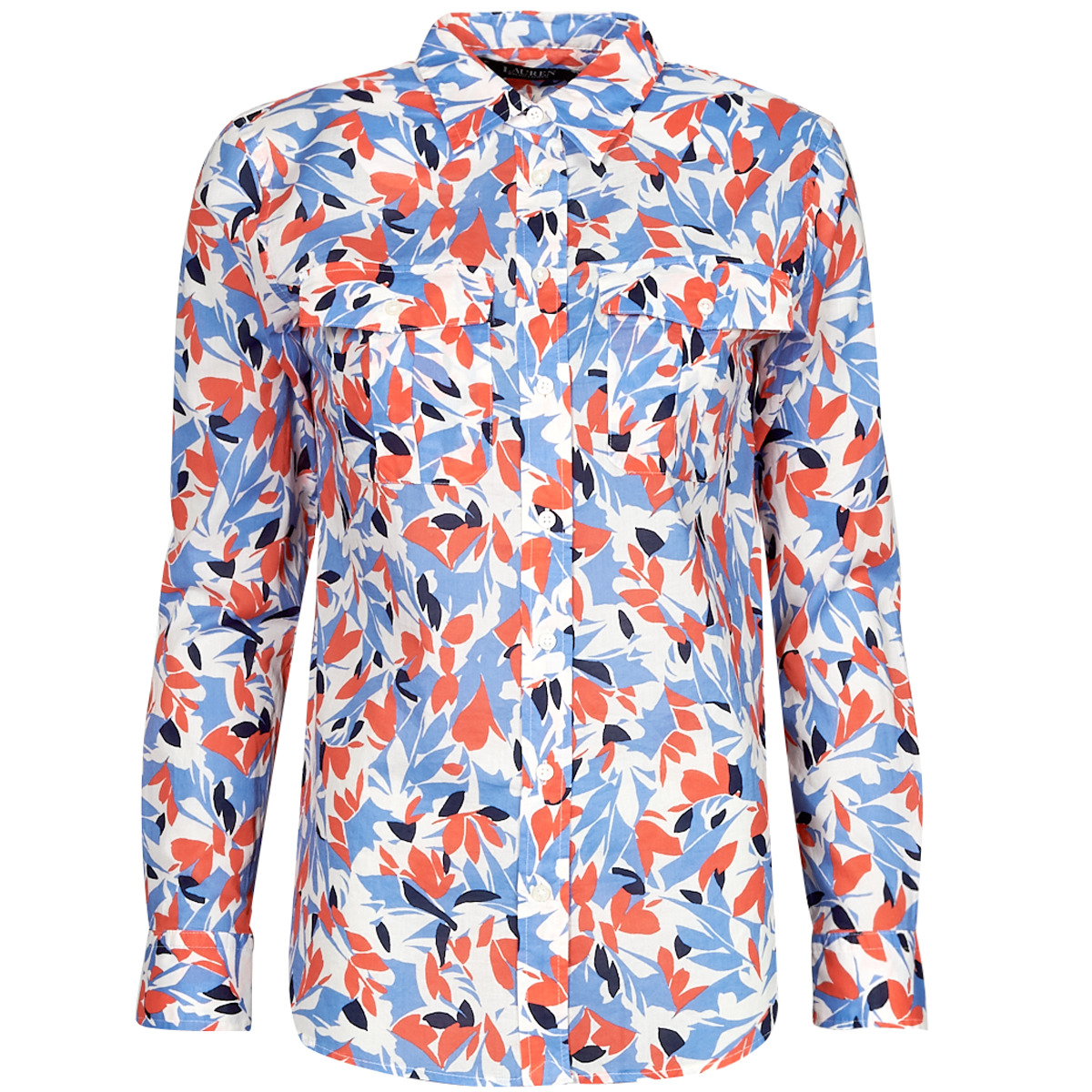 textil Dam Skjortor / Blusar Lauren Ralph Lauren COURTENAY-LONG SLEEVE-BUTTON FRONT SHIRT Flerfärgad