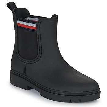 Skor Dam Gummistövlar Tommy Hilfiger Rain Boot Ankle Elastic Svart