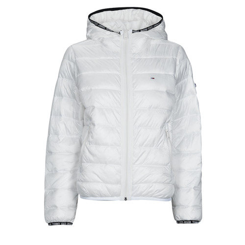 textil Dam Täckjackor Tommy Jeans TJW QUILTED TAPE HOODED JACKET Vit