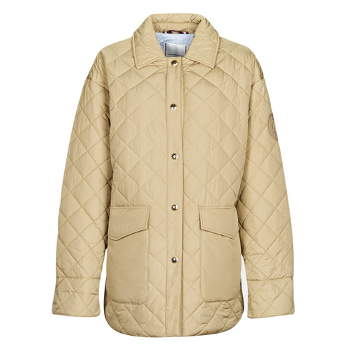 textil Dam Täckjackor Tommy Hilfiger QUILTED  SORONA SHORT SHACKET Beige