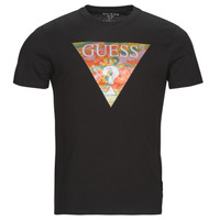 textil Herr T-shirts Guess SS BSC ABSTRACT TRI LOGO TEE Svart