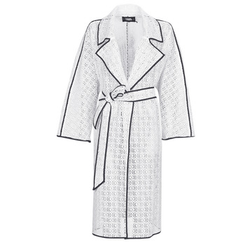 textil Dam Trenchcoats Karl Lagerfeld KL EMBROIDERED LACE COAT Vit / Svart