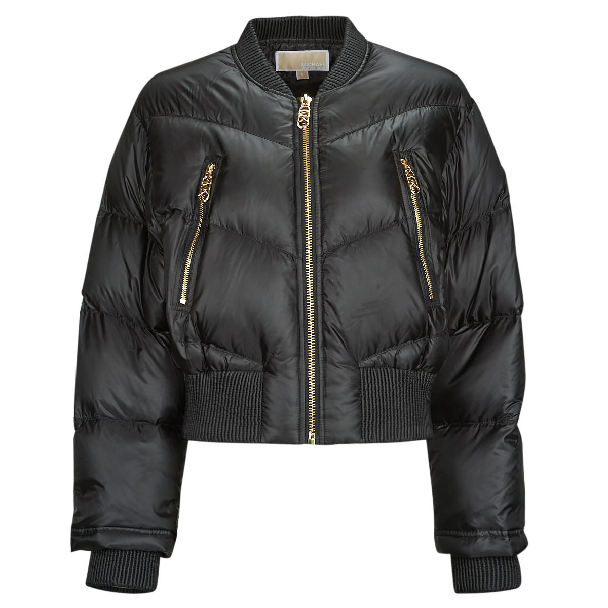 textil Dam Täckjackor MICHAEL Michael Kors CHEVRON QUILTED BOMBER Svart