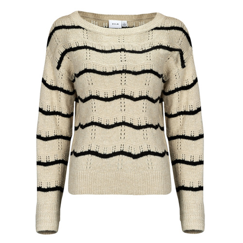 textil Dam Tröjor Vila VIPOLANA L/S BOATNECK GLITTER KNIT TOP Beige