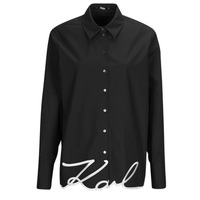 textil Dam Skjortor / Blusar Karl Lagerfeld KARL HEM SIGNATURE SHIRT Svart