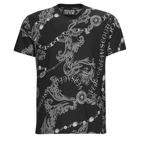 textil Herr T-shirts Versace Jeans Couture GAH6S0 Svart / Vit / Mönstrad