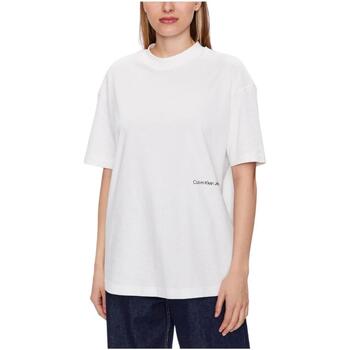 textil Dam T-shirts Calvin Klein Jeans  Vit