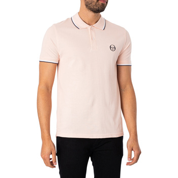 textil Herr Kortärmade pikétröjor Sergio Tacchini Randig pikétröja med krage Rosa