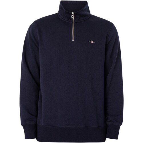 textil Herr Sweatshirts Gant Vanlig Shield Half Zip Sweatshirt Blå