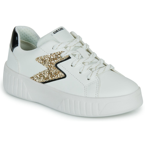 Skor Flickor Sneakers Geox J MIKIROSHI GIRL Vit / Guldfärgad / Svart