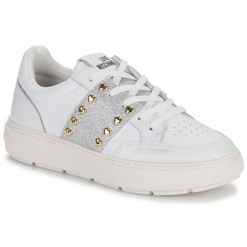 Skor Dam Sneakers Love Moschino BOLD LOVE Vit / Silverfärgad