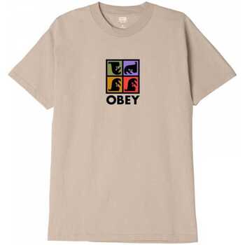 textil Herr T-shirts & Pikétröjor Obey repetition Beige