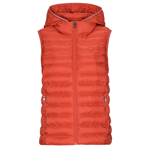 textil Dam Täckjackor Tommy Hilfiger LW PADDED GLOBAL STRIPE VEST Röd