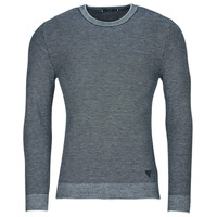 textil Herr Tröjor Guess EARLE LS STICHED SWEATER Blå