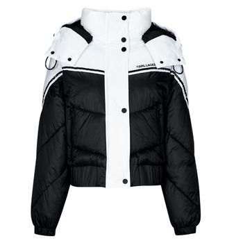 textil Dam Täckjackor Karl Lagerfeld COLORBLOCK PADDED JACKET Svart / Vit