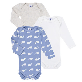 textil Barn Pyjamas/nattlinne Petit Bateau BODY US ML MOBIDIC PACK X3 Beige / Blå