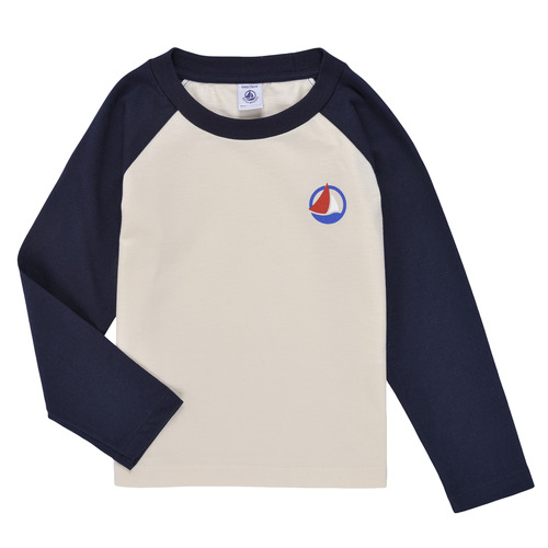 textil Pojkar Långärmade T-shirts Petit Bateau TARKO Marin / Beige