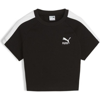 textil Dam T-shirts & Pikétröjor Puma ICONIC Svart