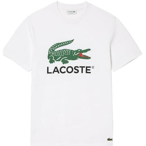 textil Herr T-shirts & Pikétröjor Lacoste Signature Print Cotton T-Shirt White Vit