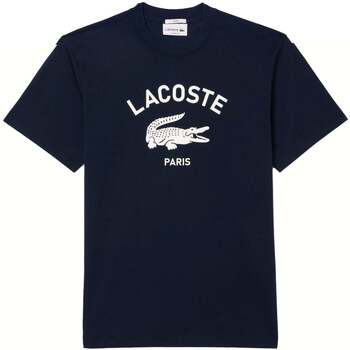 textil Herr T-shirts & Pikétröjor Lacoste Signature Print Cotton T-Shirt Midnight Blue Blå