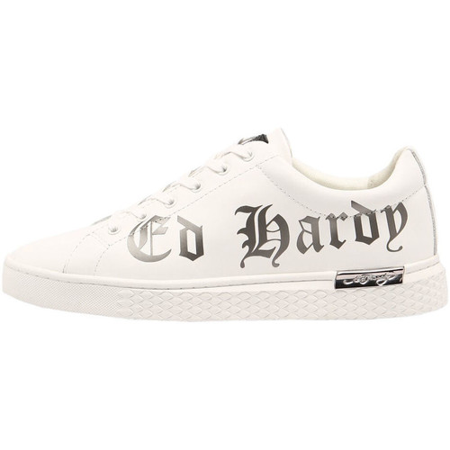 Čevlji  Moški Modne superge Ed Hardy Script low top white-gun metal Bela