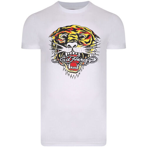 Oblačila Moški Majice s kratkimi rokavi Ed Hardy Tiger mouth graphic t-shirt white Bela