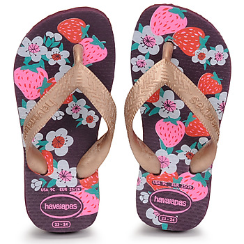 Čevlji  Deklice Japonke Havaianas KIDS FLORES Vijolična / Pozlačena