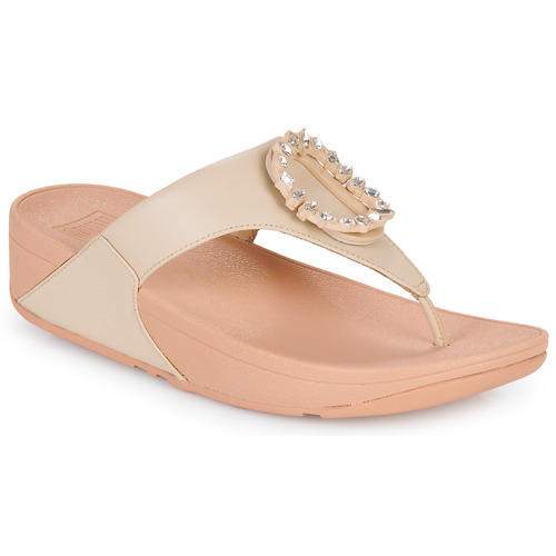 Čevlji  Ženske Sandali & Odprti čevlji FitFlop LULU CRYSTAL-CIRCLET LEATHER TOE-POST SANDALS Bela / Rožnata